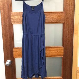 Blue Ann Taylor Petite Sleeveless Dress with Ruffle Detail Size Petite Large